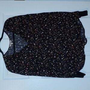 JUICY Couture Womens Black Floral Long Sleeve Blouse Size Small